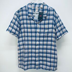 Levi's Men’s Shirt short sleeve sunset camp multicolored plaid Size L New